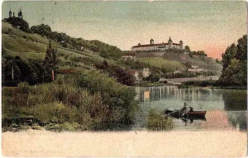 Ak Gruß aus Würzburg gel.1904 Bahnpost