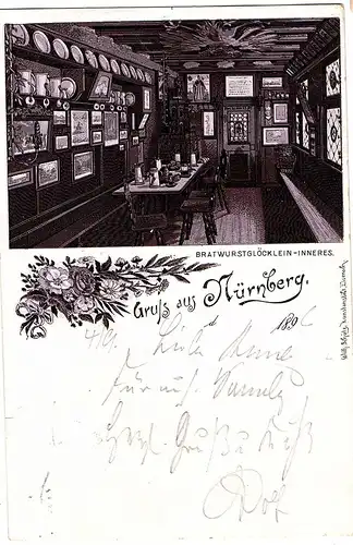 Litho AK Gruß aus Nürnberg gel.1896