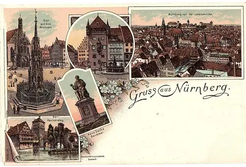 Litho AK Gruß aus Nürnberg ungel.um1900