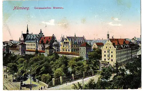 Ak Nürnberg gel.1913 Bahnpost