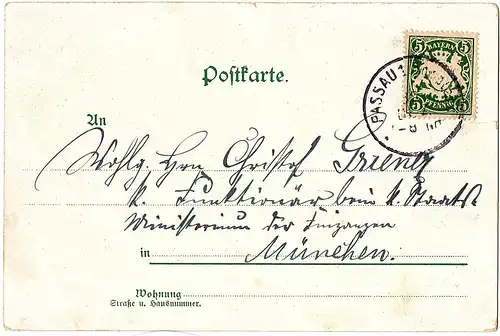 Litho AK Gruß aus Passau gel.1900