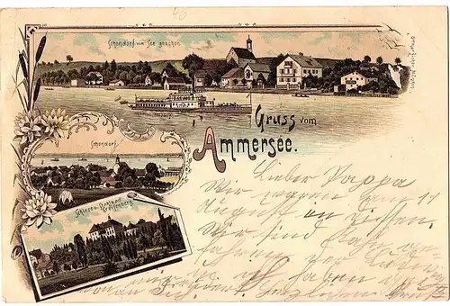 Litho AK Gruß vom Ammersee gel.1897