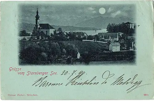 Litho AK Gruß vom Starnberger-See gel.1898