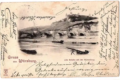 Litho AK Gruß vom Würzburg gel.1898