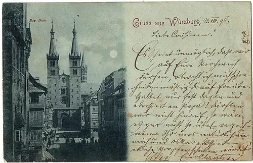 Litho AK Gruß aus Würzburg gel.1898