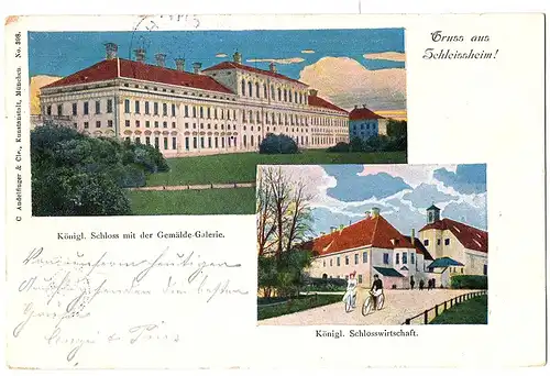 Litho AK Gruß aus Schleissheim gel.1900