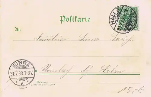 AK Litho Gruß aus Halle gelaufen 1899