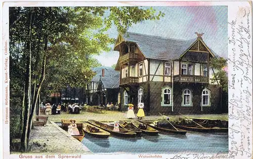 AK Litho Gruß aus dem Spreewald gelaufen 1906