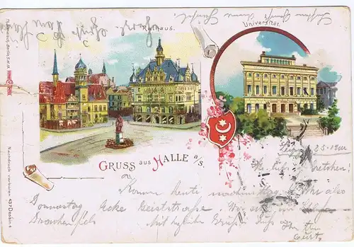 AK Litho Gruß aus Magdeburg gelaufen 1898