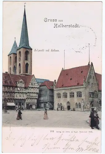 AK Litho Gruß aus Halberstadt gelaufen 1902