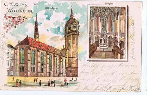 AK Litho Gruß aus Wittenberg gelaufen 1900