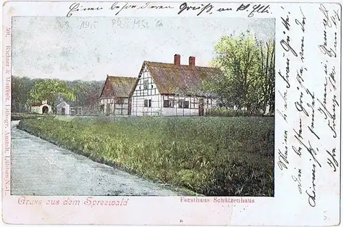 AK Litho Gruß vom Spreewald gelaufen 1903 Bahnpost