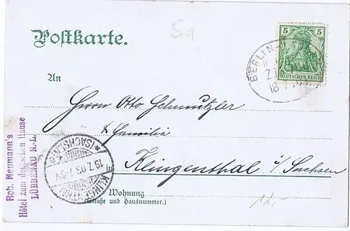 AK Litho Gruß aus dem Spreewald gelaufen 1903 Bahnpost