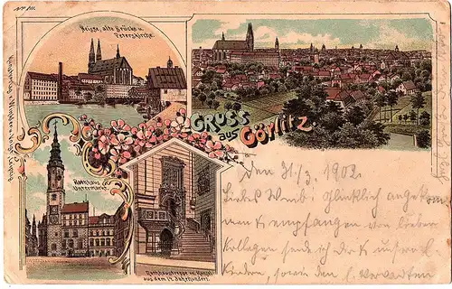 AK Litho Gruß aus Görlitz gelaufen 1902