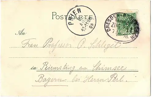 AK Litho Antons bei Dresden gel.1898 Bahnpost