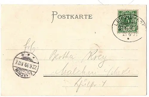 AK Litho Gruß aus Reichenbach gel.1899 Bahnpost