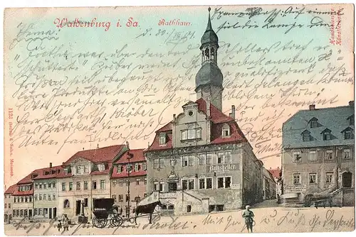 AK Litho Waldenburg gel.1901 Bahnpost