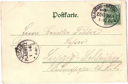 AK Litho Waldenburg gel.1901 Bahnpost