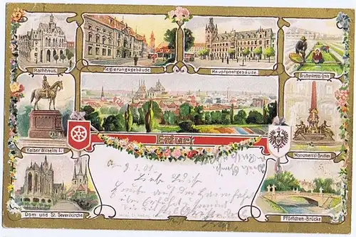 Litho Gruß aus Erfurt,gel.1903