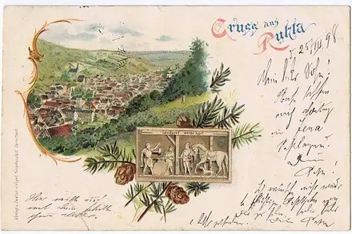Litho Gruß aus Ruhla,gel.1898