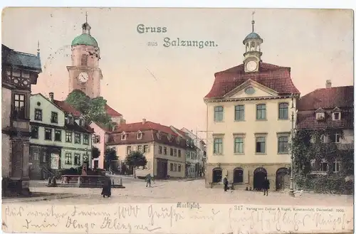 Litho Gruß aus Bad Salzungen,gel. 1902