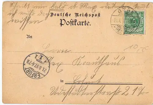 Litho Gruß aus Langenberg,gel. 1897