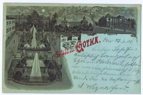 Litho Gruß aus Gotha,gel. 1901 