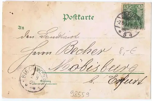 Litho Gruß aus Oberhof,gel. 1900 