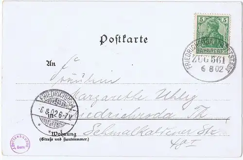 Litho Gruß aus Thüringer Lande,gel.Bahnpost 1902