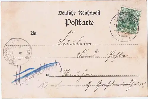 Litho Gruß aus Friedrichroda,gel.Seidenkarte 1902 
