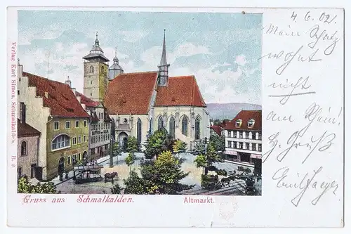 Litho Gruß aus Schmalkalden,gel. 1902