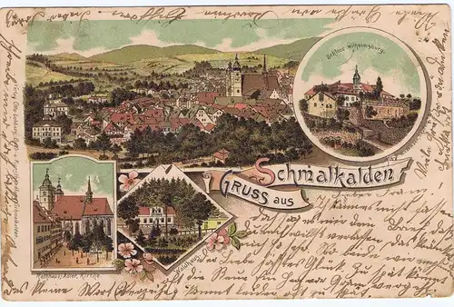Litho Gruß aus Schmalkalden,gel. 1900