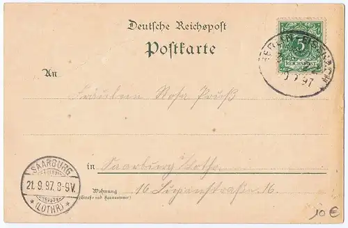 Litho Gruß aus Erfurt,gel.Bahnpost 1899