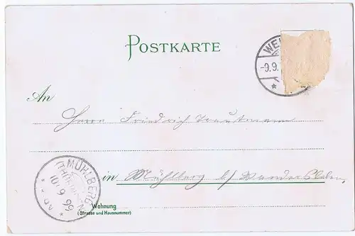Litho Gruß aus Weimar,gel. 1899