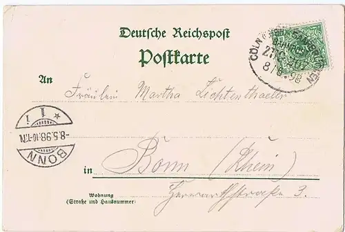 Litho Gruß vom Kyffhäuser,gel.Bahnpost 1898
