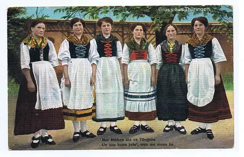 Gruß aus Thüringen Trachten gel. 1919