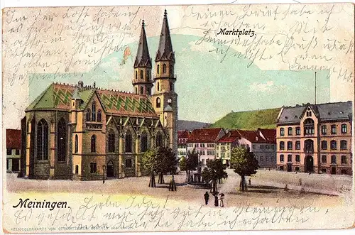 Litho AK Meiningen gel.1904