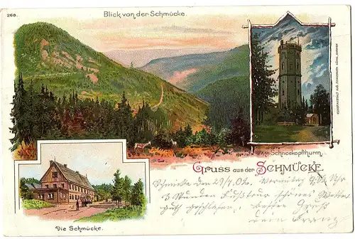 Litho AK Gruß von der Schmücke gel.1902