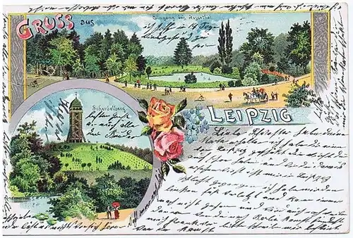 Litho Gruß aus Leipzig gel.1902