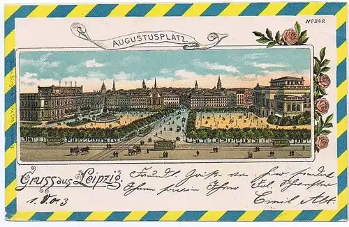 Litho Gruß aus Leipzig gel.1903