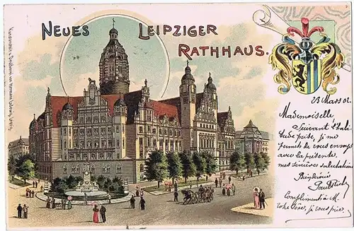 Litho, Gruß aus Leipzig,gel.1902 