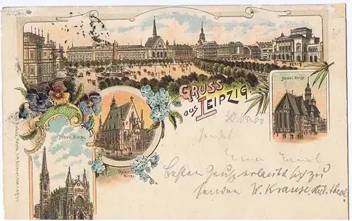 Litho, Gruß aus Leipzig,gel.1900