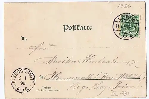 Litho Gruß aus Leipzig,gel.1896 