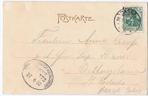 AK Leipzig gel.. 1902 Bahnpost