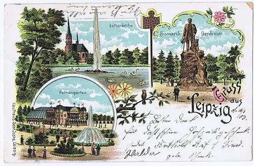 Litho Gruß aus Leipzig gel..1903