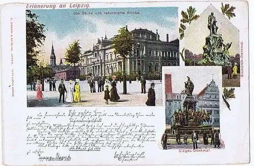 Litho Gruß aus Leipzig gel. 1902