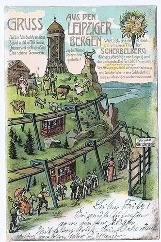 Litho Gruß aus Leipzig gel. 1903