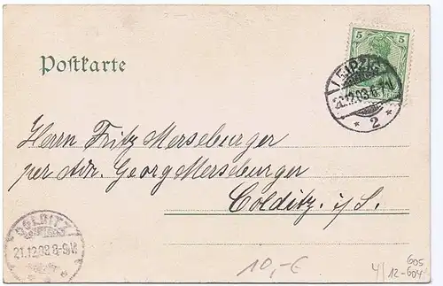 Litho Gruß aus Leipzig gel. 1903