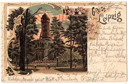 AK Litho Gruß aus Leipzig gel. 1900