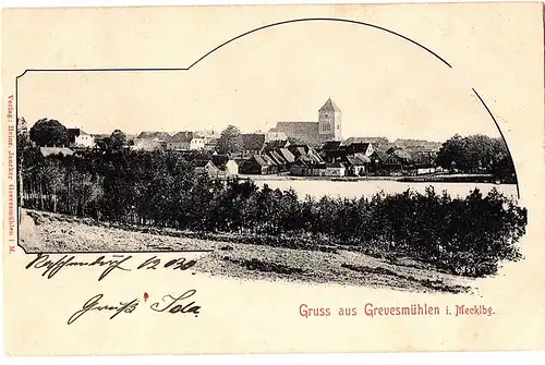 AK Litho Gruß aus Grevesmühlen gel. 1903 Bahnpost
